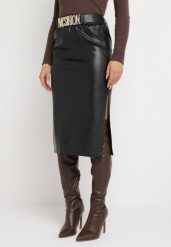 Czarna Spódnica z Ekoskóry z Rozcięciem i Klamerką Thookai. Czarne spódnice damskie Born2be, s, z aplikacjami, ze skóry, midi. Za 49.99 zł.
