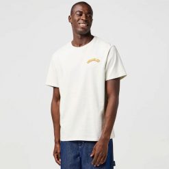 MESKA KOSZULKA WRANGLER GRAPHIC TEE VINTAGE WHITE 112362797. Białe t-shirty męskie Wrangler, xl, bez wzorów, vintage, bez kołnierzyka. Za 79.99 zł.