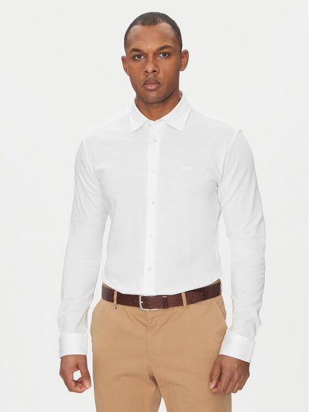 BOSS Koszula Mysoft 50519748 Biały Slim Fit. Białe koszule męskie Boss, m, bez wzorów, z bawełny, bez kołnierzyka, bez ramiączek. Za 455.99 zł.