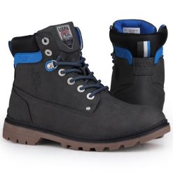 Buty męskie trapery zimowe U.S POLO. Brązowe śniegowce i trapery męskie U.S. Polo Assn., na zimę, z materiału, retro, bez zapięcia. Za 188.00 zł.