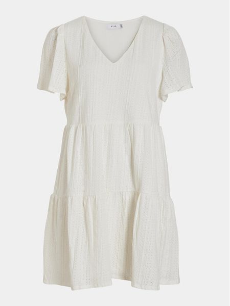 Vila Sukienka letnia Libre 14095564 Écru Regular Fit. Sukienki damskie Vila, na lato, s, bez wzorów, z bawełny, bez kołnierzyka, bez ramiączek. Za 189.99 zł.