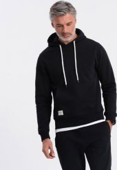 Ombre Bluza męska dresowa kangurka z kapturem - czarna V5 OM-SSBN-0177 S. Czarne bluzy męskie Ombre, m, bez wzorów, z dresówki, z kapturem. Za 109.99 zł.