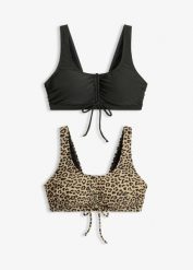 Biustonosz bikini bustier z troczkami (2 szt.). Czarne bikini damskie bonprix, bez wzorów. Za 149.99 zł.