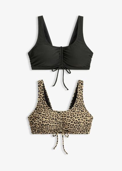 Biustonosz bikini bustier z troczkami (2 szt.). Czarne bikini damskie bonprix, bez wzorów. Za 169.99 zł.
