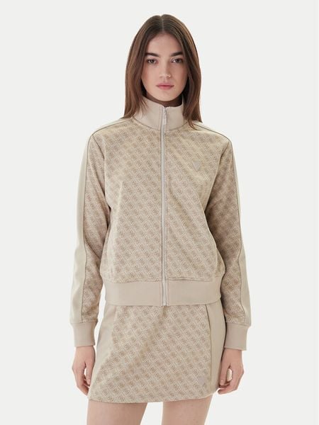 Guess Bluza V6RQ08 K2042 Beżowy Regular Fit. Brązowe bluzy damskie Guess, xl, z aplikacjami, z syntetyku, bez kaptura. Za 298.99 zł.