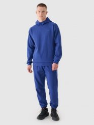 4F Spodnie dresowe joggery męskie - granatowe XL. Niebieskie spodnie sportowe męskie 4f, l, bez wzorów, z bawełny. W wyprzedaży za 89.99 zł.