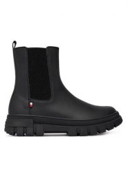 Tommy Hilfiger Botki T3X5-35295-1355 S Czarny. Czarne botki dziewczęce Tommy Hilfiger, ze skóry, bez zapięcia. Za 439.99 zł.