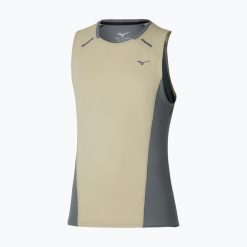 Koszulka do biegania męska Mizuno Active DryAeroFlow Tank Top. Brązowe koszulki sportowe męskie Mizuno, m, bez wzorów, z materiału, bez kołnierzyka. Za 209.99 zł.