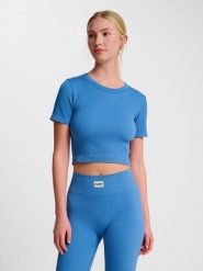 Damska koszulka bezszwowa Hummel Pulse. Niebieskie t-shirty damskie Hummel, s, z aplikacjami, z dzianiny, bez kołnierzyka. Za 121.50 zł.