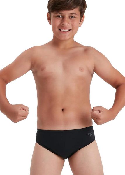 Slipy Speedo Boys Endurance+ – Czarno-Białe – Rozmiar 7-8. Białe kąpielówki dla chłopców Speedo, bez wzorów, z materiału. Za 47.99 zł.