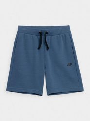 4F Spodenki dresowe chłopięce 128 (7-8 lat). Niebieskie szorty dla chłopców 4f, na lato, bez wzorów, z bawełny. W wyprzedaży za 19.99 zł.