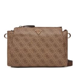 Torebka Guess. Brązowe listonoszki damskie Guess, z aplikacjami, bez dodatków. Za 349.99 zł.