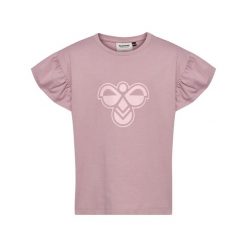 Bluzka T-shirt z falbankami dla dziewczynki Hummel. Fioletowe t-shirty i topy dla dziewczynek Hummel, bez wzorów, z bawełny, bez ramiączek. Za 147.50 zł.