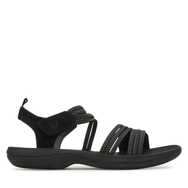 Sandały Jana. Czarne sandały damskie JANA, bez wzorów, bez obcasa, na płaskiej podeszwie, bez zapięcia. Za 189.99 zł.