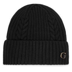 Czapka Guess. Czarne czapki i kapelusze damskie Guess, na zimę, z aplikacjami. Za 159.99 zł.