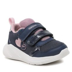 Sneakersy Geox. Niebieskie półbuty dziewczęce Geox, bez wzorów, bez zapięcia. Za 219.99 zł.