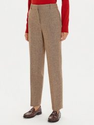 Tommy Hilfiger Spodnie materiałowe Herringbone WW0WW42959 Brązowy Straight Fit. Brązowe spodnie materiałowe damskie Tommy Hilfiger, bez wzorów, z materiału. Za 759.99 zł.
