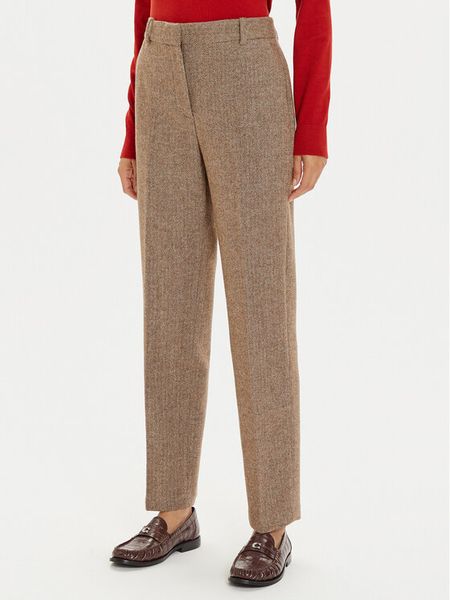 Tommy Hilfiger Spodnie materiałowe Herringbone WW0WW42959 Brązowy Straight Fit. Brązowe spodnie materiałowe damskie Tommy Hilfiger, bez wzorów, z materiału. Za 759.99 zł.