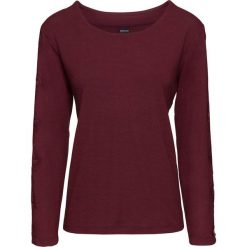 Sweter z koronkowymi wstawkami bonprix bordowy. Czerwone swetry damskie bonprix, bez wzorów, z koronki, bez kołnierzyka, bez ramiączek, długie, bez kaptura. Za 49.99 zł.
