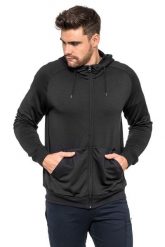 Bluza sportowa IPPE czarna. Niebieskie bluzy męskie AVACORE, l, bez wzorów, z materiału, z kapturem. Za 139.00 zł.