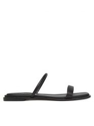 Calvin Klein Klapki Flat Sandal Squared 2-Bar Lth HW0HW02532 Czarny. Czarne klapki damskie Calvin Klein, bez wzorów, ze skóry, bez obcasa. Za 309.99 zł.