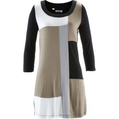 Krótki żakiet, długi rękaw bonprix turkusowy. Niebieskie tuniki damskie bonprix, bez wzorów. Za 129.99 zł.