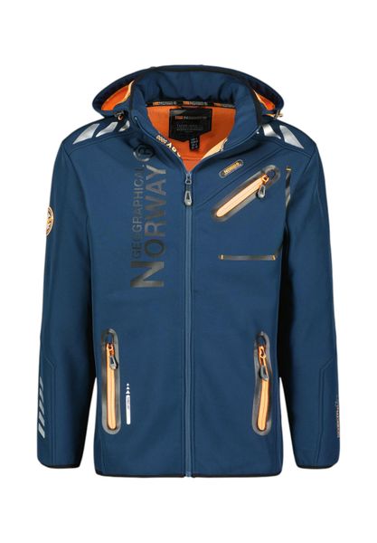 Kurtka męska softshell Geographical Norway ROYAUTE Navy/Orange. Brązowe kurtki męskie Geographical Norway, m, bez wzorów, z elastanu, eleganckie. Za 219.00 zł.