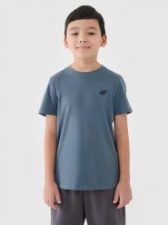 4F T-shirt regular gładki chłopięcy - turkusowy 134 (8-9 lat). Niebieskie t-shirty dla chłopców 4f, bez wzorów, z bawełny, bez ramiączek. Za 29.99 zł.