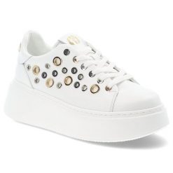 Białe Sneakersy Carinii Modne Obuwie Damskie Na Platformie. Białe obuwie sportowe damskie Carinii, bez wzorów, eleganckie, bez obcasa, na platformie, bez zapięcia. Za 589.00 zł.