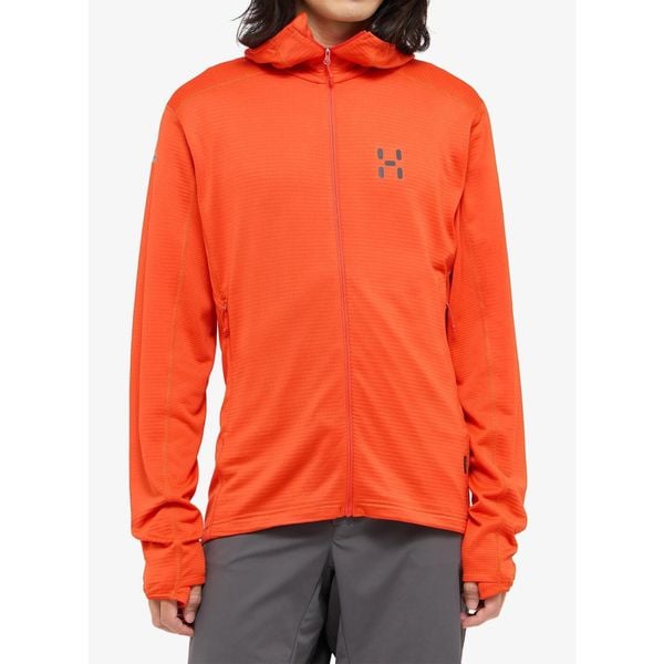 Bluza z kapturem męska Haglofs L.I.M Mid Multi II Hood. Czerwone bluzy męskie Haglöfs, l, bez wzorów, z kapturem. Za 392.99 zł.