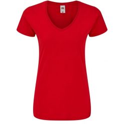 Koszulka Damska Iconic 150 Z Dekoltem V. Czerwone koszulki sportowe damskie Fruit of the Loom, xl, bez wzorów, bez kołnierzyka, bez ramiączek, trekkingowe. Za 40.99 zł.