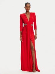 Babylon Sukienka wieczorowa S00862 Czerwony Regular Fit. Czerwone sukienki damskie Babylon, s, bez wzorów, z syntetyku, wizytowe, bez kołnierzyka, bez ramiączek. Za 1,489.00 zł.