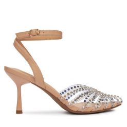 Szpilki JENNY. Brązowe szpilki damskie Jenny, bez wzorów, bez obcasa, bez zapięcia. Za 139.99 zł.