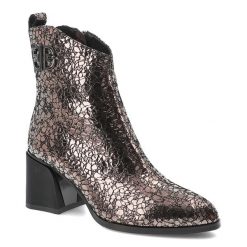 Miedziane Botki S.Barski Glamour Obuwie Damskie. Szare kozaki damskie S.BARSKI, bez obcasa. Za 348.99 zł.