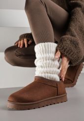 Bordowe Niskie Śniegowce o Wsuwanym Fasonie Alodra. Czerwone śniegowce dziewczęce Renee, z jeansu, eleganckie, bez zapięcia. Za 69.99 zł.