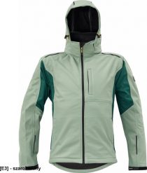 CERVA DAYBORO softshell - męska kurtka softshellowa, odpinany kaptur, odblaskowe elementy, 100% poliester - szarozielony XL. Szare kurtki męskie CERVA, m, bez wzorów, z poliesteru, bez kaptura. Za 232.39 zł.