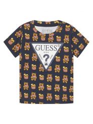 Guess T-Shirt H1YT00 K6YW1 Czarny Regular Fit. Czarne t-shirty dla chłopców Guess, z aplikacjami, z bawełny, bez ramiączek. Za 69.99 zł.
