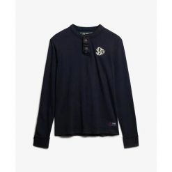 Koszulka z długim rękawem Superdry Vintage Athletic Grandad. Niebieskie bluzki z długim rękawem męskie Superdry., m, bez wzorów, vintage, bez kołnierzyka. Za 288.40 zł.