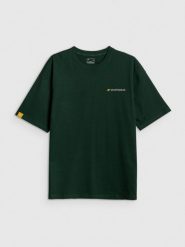 4F T-shirt loose z nadrukiem męski - zielony M. Zielone t-shirty męskie 4f, m, bez wzorów, z bawełny, biznesowe, bez kołnierzyka. Za 89.99 zł.