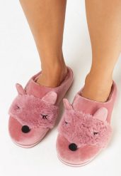 Różowe Kapcie z Futerkiem i Ozdobnymi Uszami Vlavellla. Czerwone kapcie damskie Born2be, bez wzorów. Za 29.99 zł.