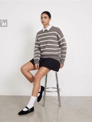 Sweter w paski z wiskozą - brązowy. Brązowe swetry damskie Sinsay, l, bez wzorów, z wiskozy, bez kołnierzyka, bez ramiączek, bez kaptura. Za 59.99 zł.