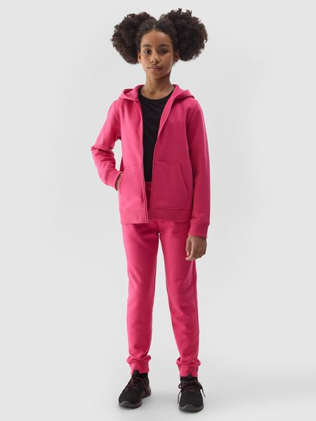 4F Spodnie dresowe joggery dziewczęce - różowe 158 (12-13 lat). Czerwone spodnie sportowe dla dziewczynek 4f, bez wzorów, z bawełny. W wyprzedaży za 49.99 zł.