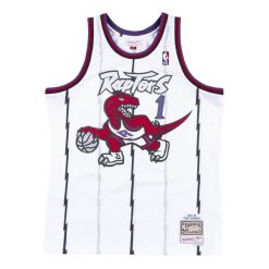 Koszulka Nba Toronto Raptors Tracy McGrady. Białe koszulki sportowe męskie Mitchell & Ness, bez wzorów, bez kołnierzyka, bez ramiączek, do koszykówki. W wyprzedaży za 424.50 zł.
