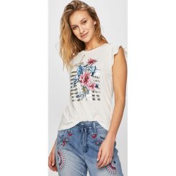 Morgan - Top. Białe t-shirty damskie Morgan, l, bez wzorów, z bawełny, casualowe, bez kołnierzyka. W wyprzedaży za 79.90 zł.