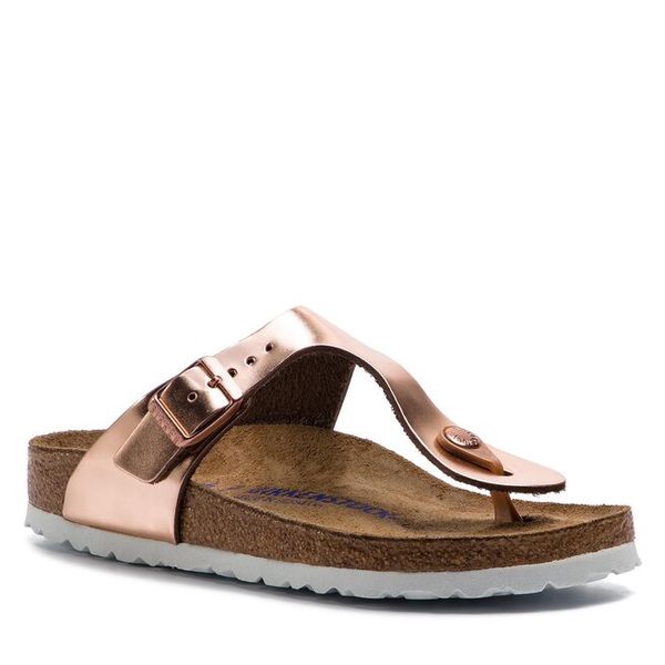 Japonki Birkenstock. Czerwone klapki damskie Birkenstock, bez wzorów, bez obcasa. Za 379.99 zł.