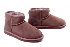 Emu Australia W10937 Stinger Micro mocha, botki damskie. Brązowe botki damskie Emu Australia, ze skóry, bez obcasa, bez zapięcia. Za 552.42 zł.