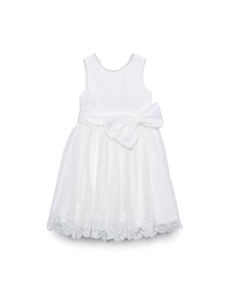 Abel & Lula Sukienka elegancka 5051 Biały Regular Fit. Białe sukienki dla dziewczynek Abel & Lula, bez wzorów, eleganckie, bez ramiączek. Za 589.99 zł.