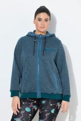 Damskie Bluza rozpinana z dzianiny i polaru wzór graficzny kaptur. Niebieskie bluzy damskie Ulla Popken, plus size, bez wzorów, z dzianiny, bez kaptura. Za 349.99 zł.