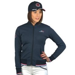 Damska bluza jeździecka zapinana na zamek Flags&Cup France - Limited Edition. Niebieskie bluzy damskie FLAGS&CUP, xs, z aplikacjami, z bawełny, bez kaptura. Za 342.00 zł.