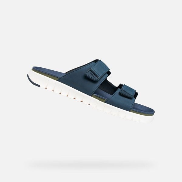Sandały GEOX U FLEXTRIDE S Niebieski. Niebieskie sandały męskie Geox, z syntetyku, bez zapięcia. Za 349.99 zł.